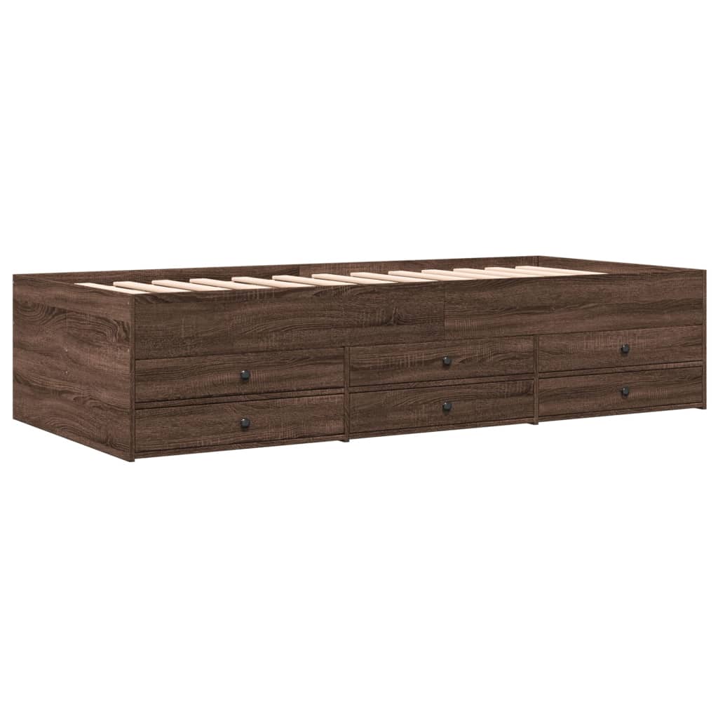 Dnevni krevet s ladicama bez madraca smeđa hrasta 100x200 cm
