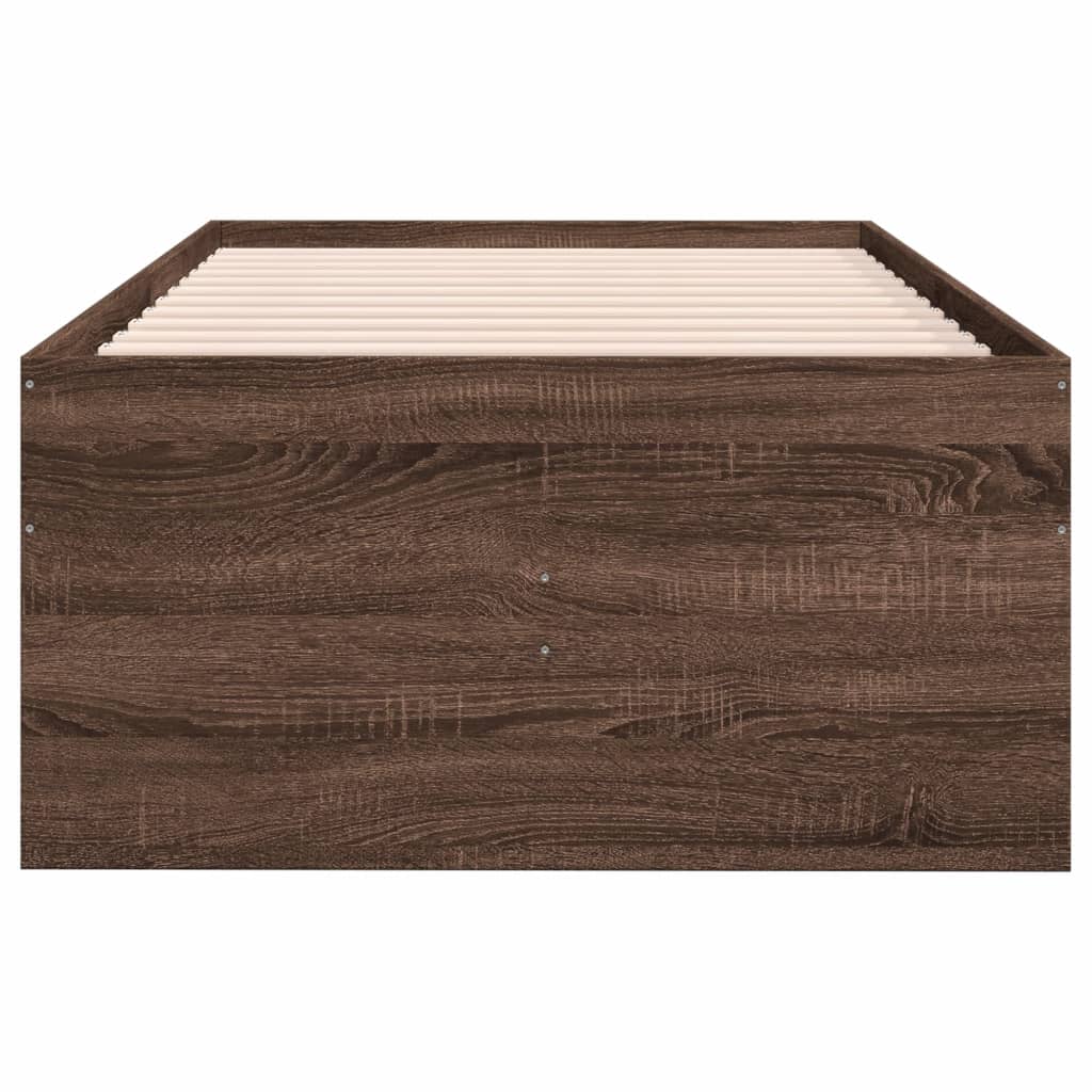 Dnevni krevet s ladicama bez madraca smeđa hrasta 75x190 cm