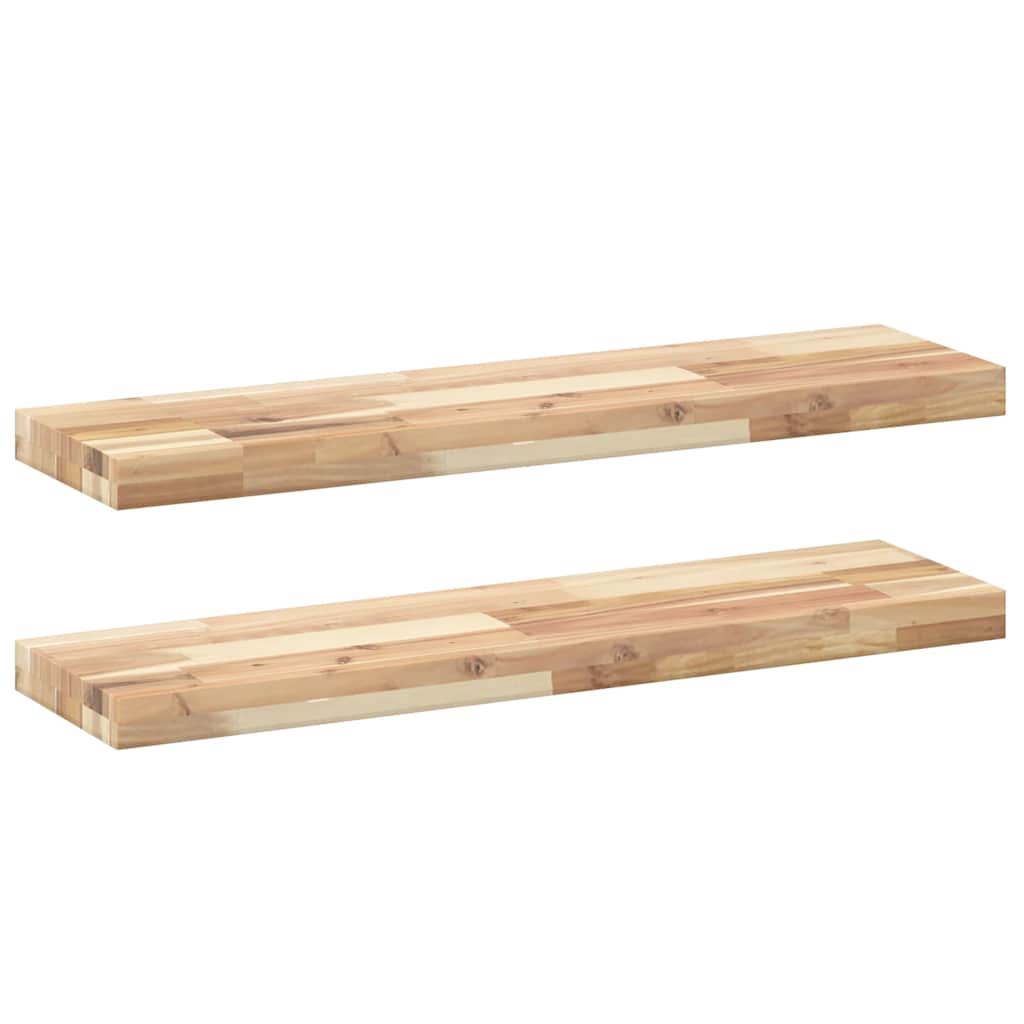 Plutajuće police 2 kom 100x20x4 cm Neobrađeno puno drvo akacije