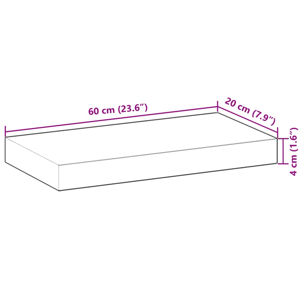 Plutajuće police 3 kom 60x20x4 cm Masivno drvo akacije s uljnim premazom