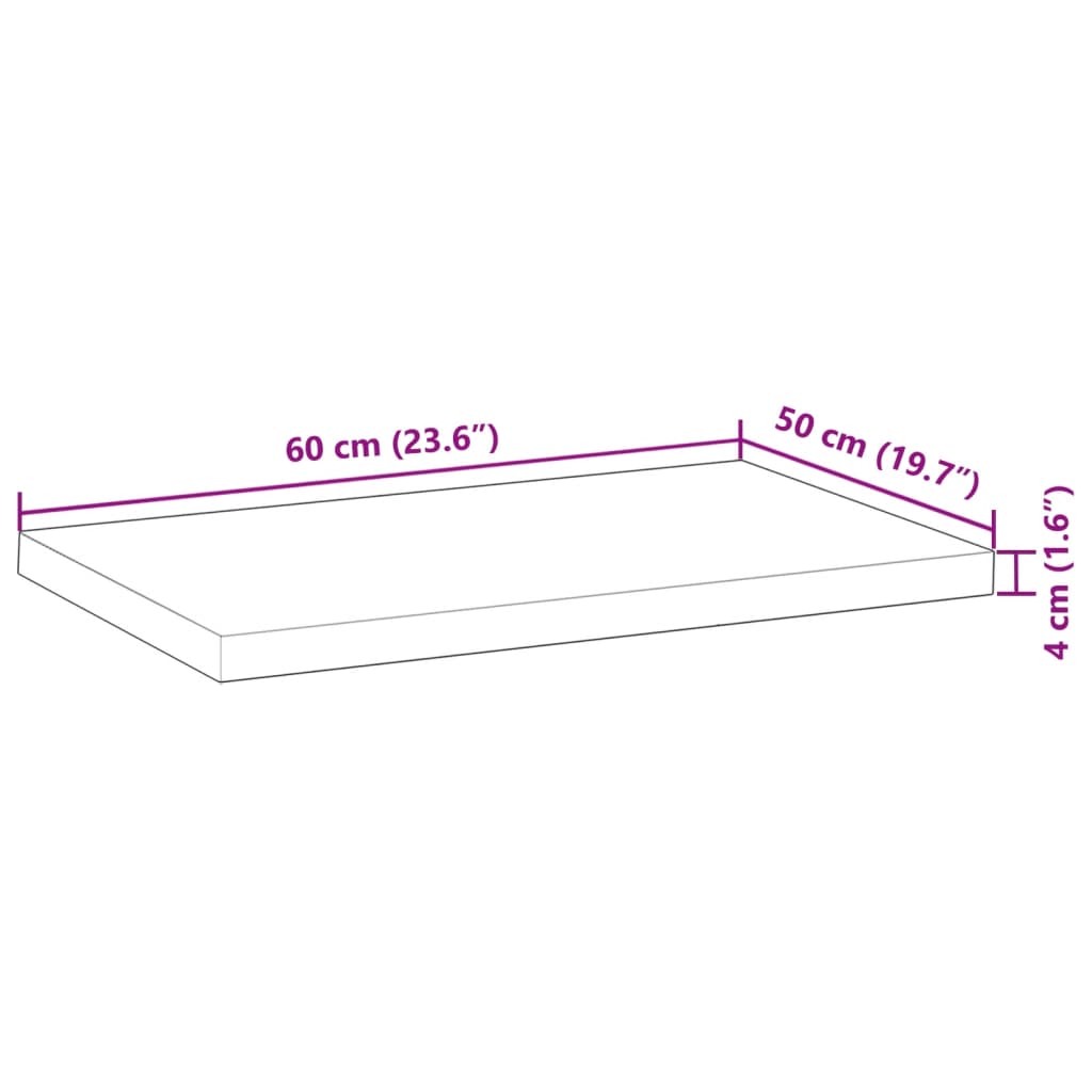 Ploča za umivaonik s uljnim premazom 60x50x4 cm drvo bagrema