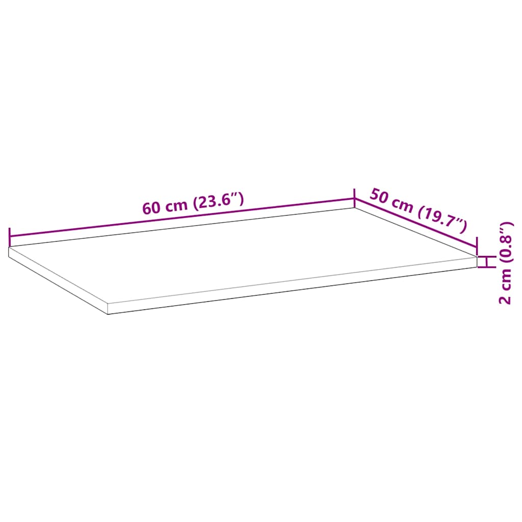 Ploča za radni stol neobrađena 60x50x2 cm od bagremovog drva