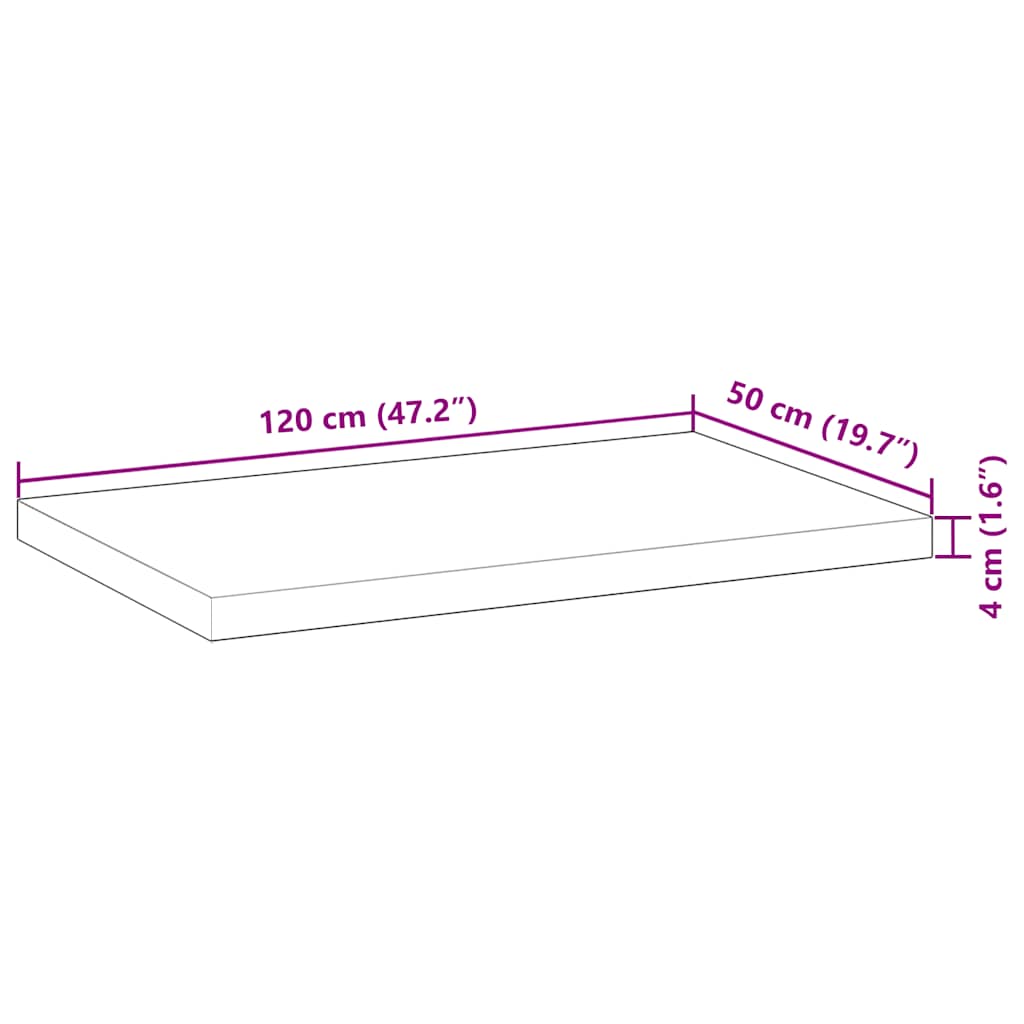 Ploča za radni stol neobrađena 120x50x4 cm od bagremovog drva