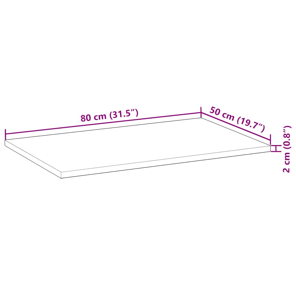 Ploča za radni stol s uljnim premazom 80x50x2 cm drvo bagrema