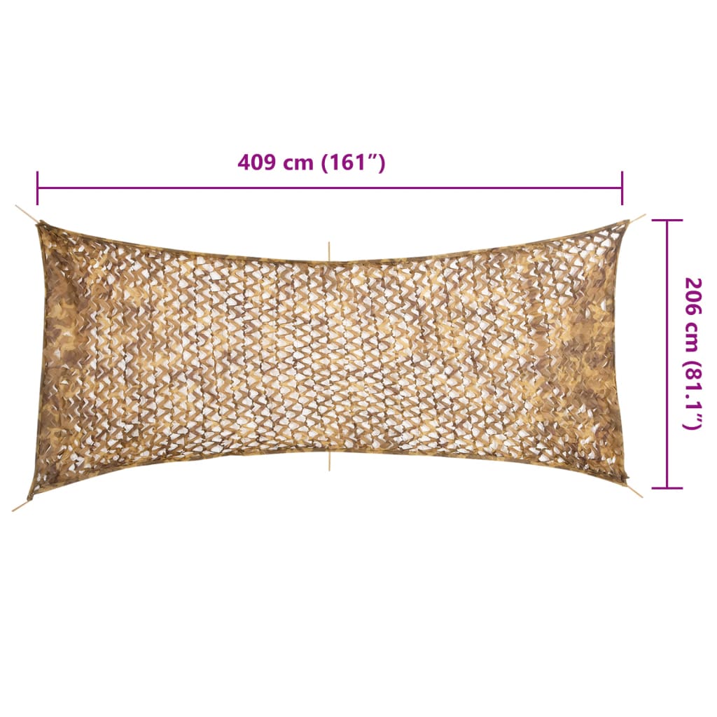 Kamuflažna mreža s torbom za pohranu 409 x 206 cm Pješčana