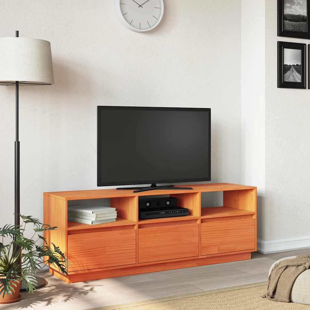 TV ormarić voštano smeđi 140 x 37 x 50 cm od masivne borovine
