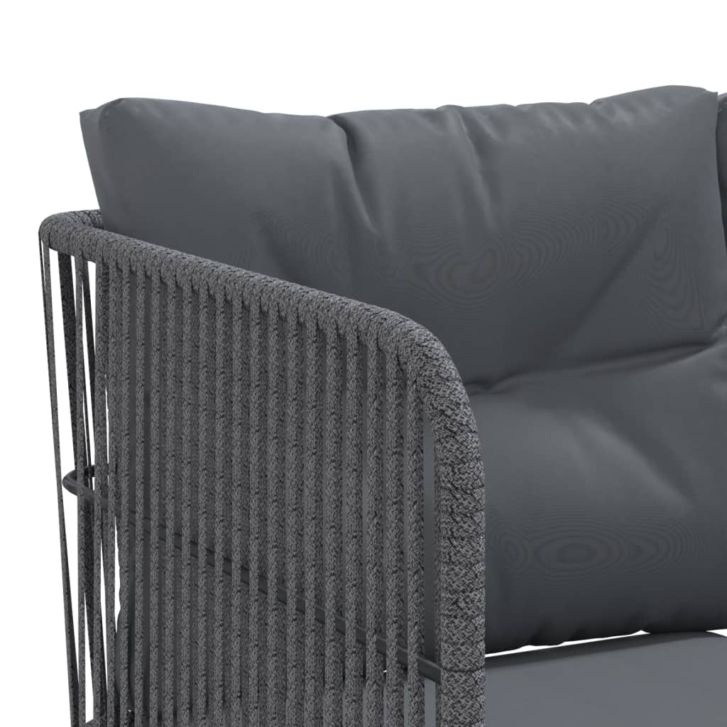 Vrtna sofa s jastucima L-oblika crna od čelika i tekstilena