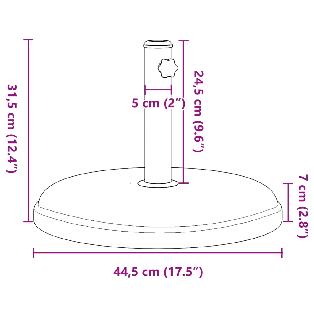 Baza suncobrana za stupove Ø 32/35/38 mm 15 kg okrugla