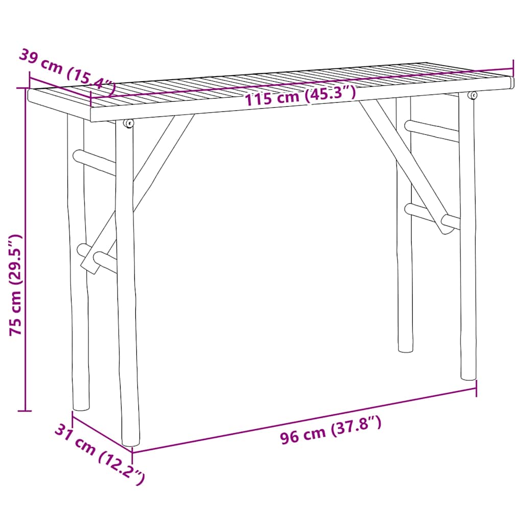 Konzolni stol 115 x 39 x 75 cm od bambusa