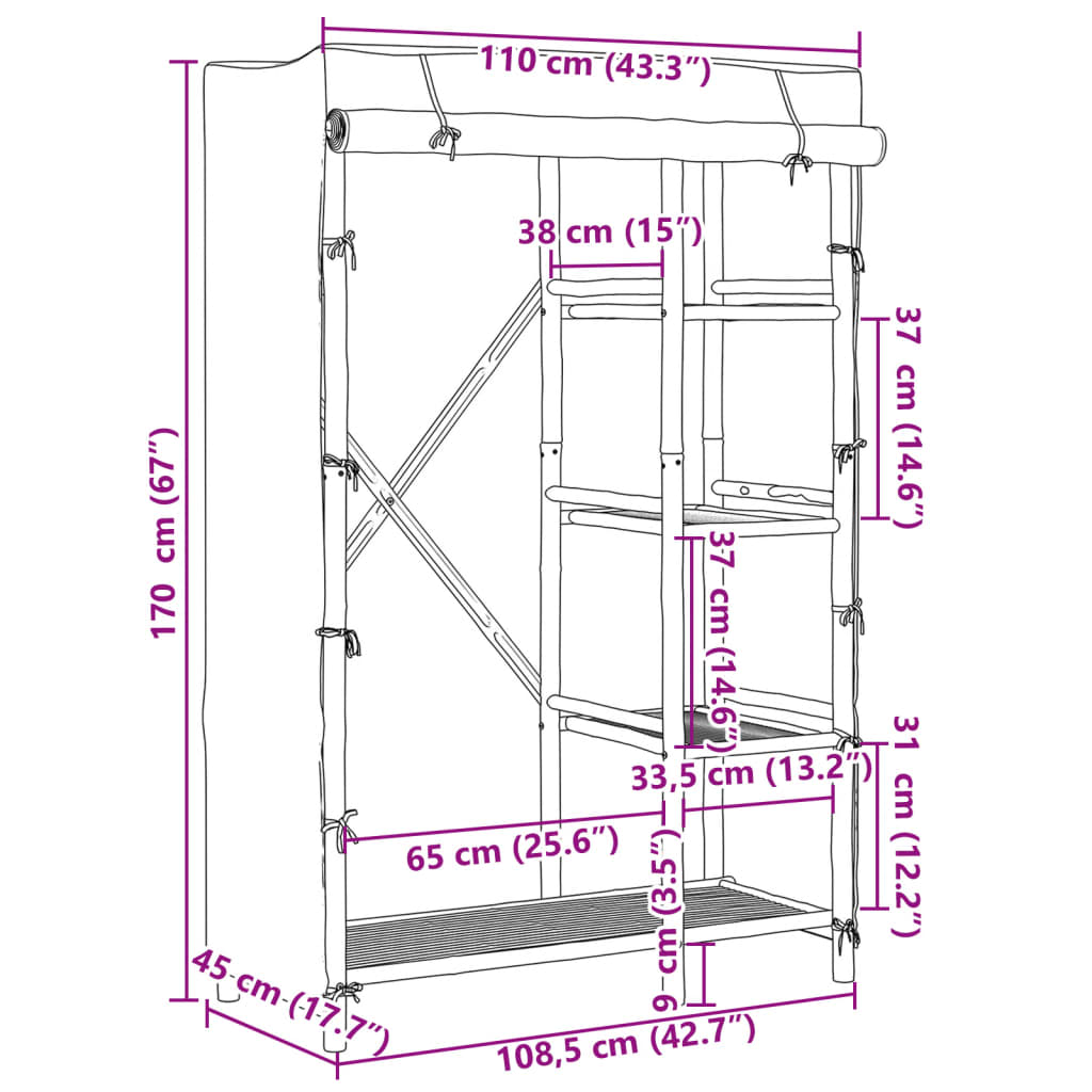 Ormar 110 x 45 x 170 cm od bambusa