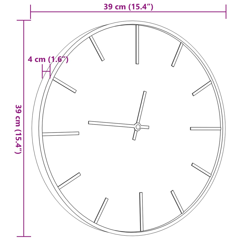 Zidni sat smeđi Ø 39 cm od željeza i konstruiranog drva