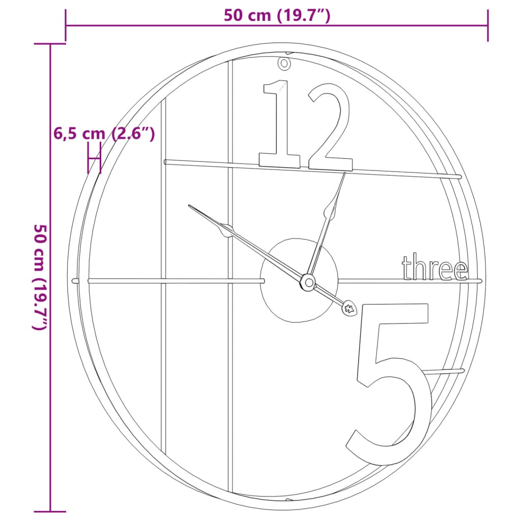 Zidni sat zlatni Ø50 cm željezni
