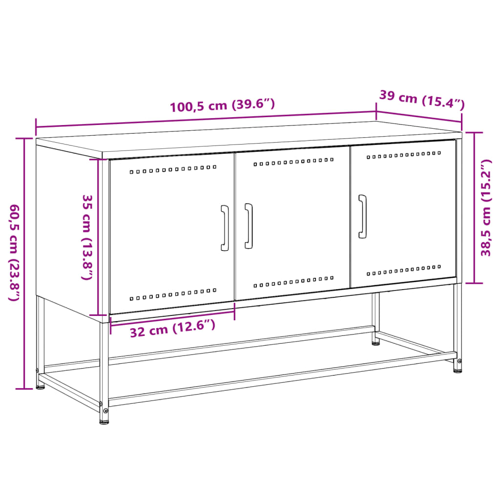 TV ormarić boja senfa 100,5 x 39 x 60,5 cm čelični