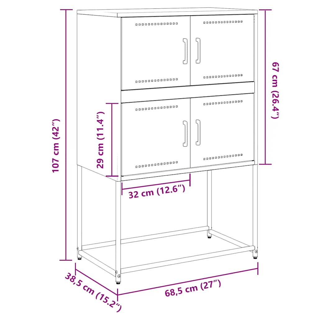 Komoda crna 68,5x38,5x107 cm čelična