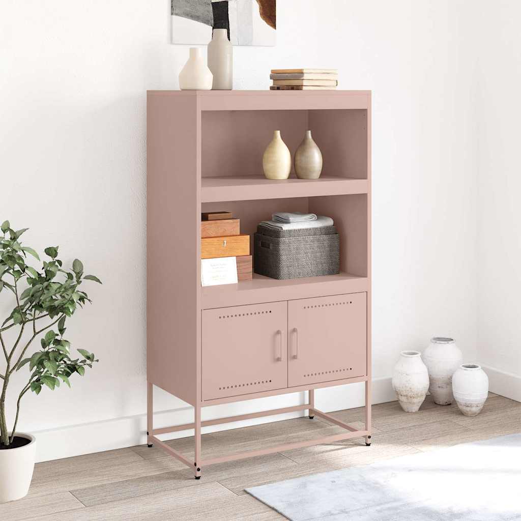 Visoka komoda ružičasta 68,5 x 38,5 x 123,5 cm čelična