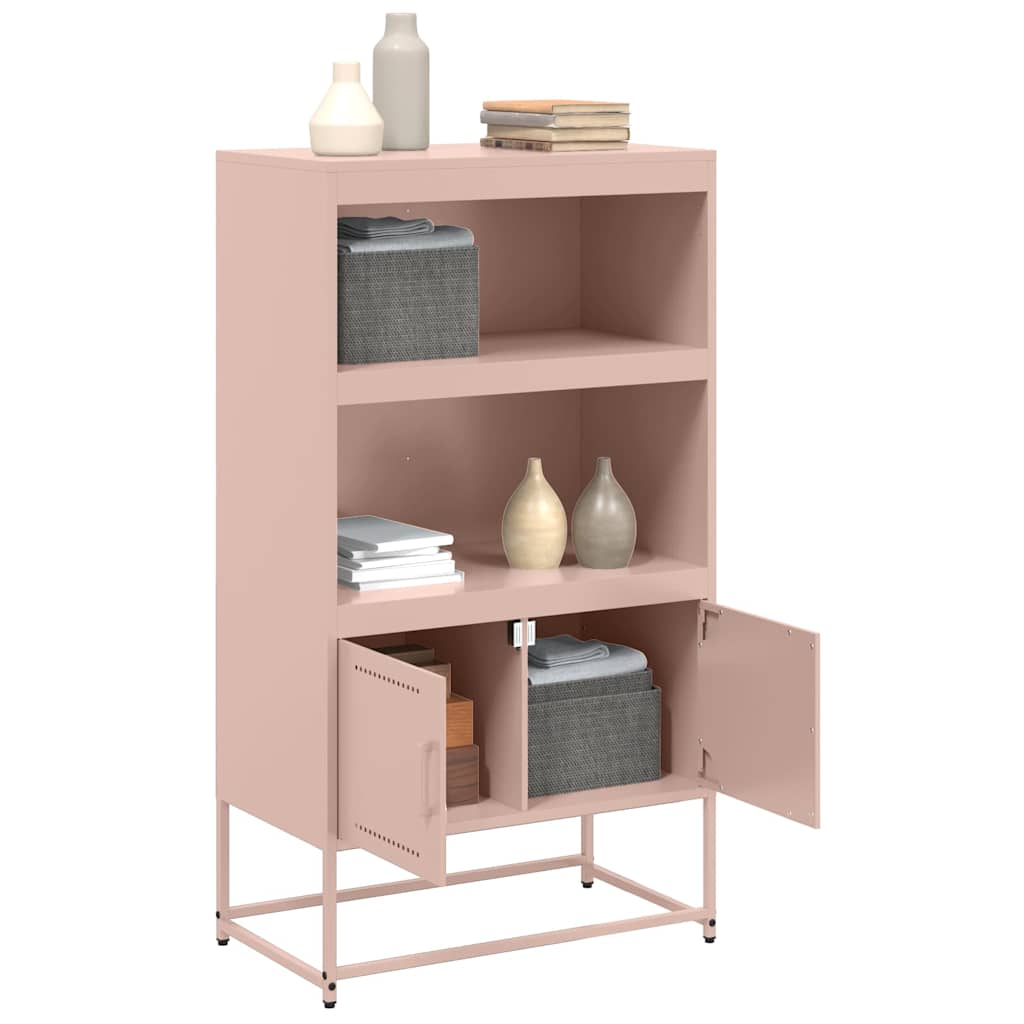 Visoka komoda ružičasta 68,5 x 38,5 x 123,5 cm čelična