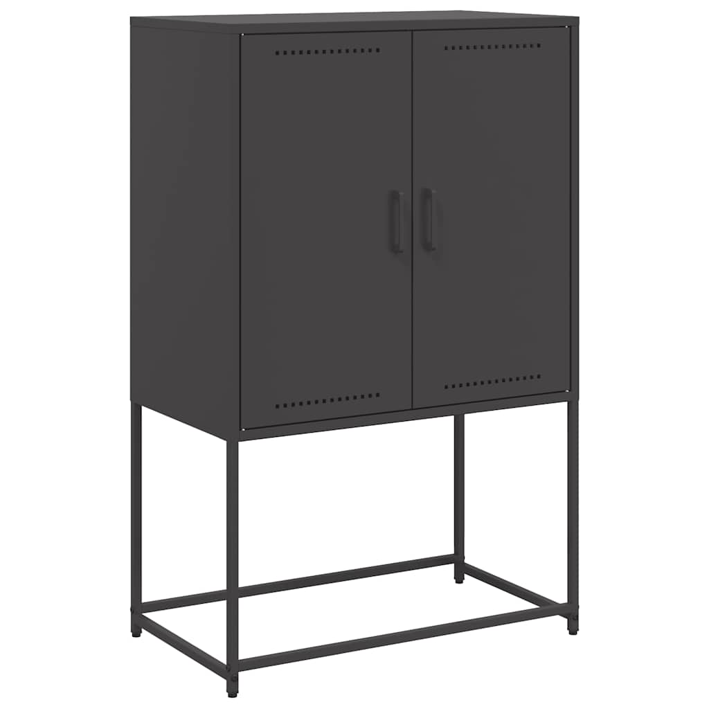 Visoka komoda crna 68,5 x 38,5 x 107 cm čelična