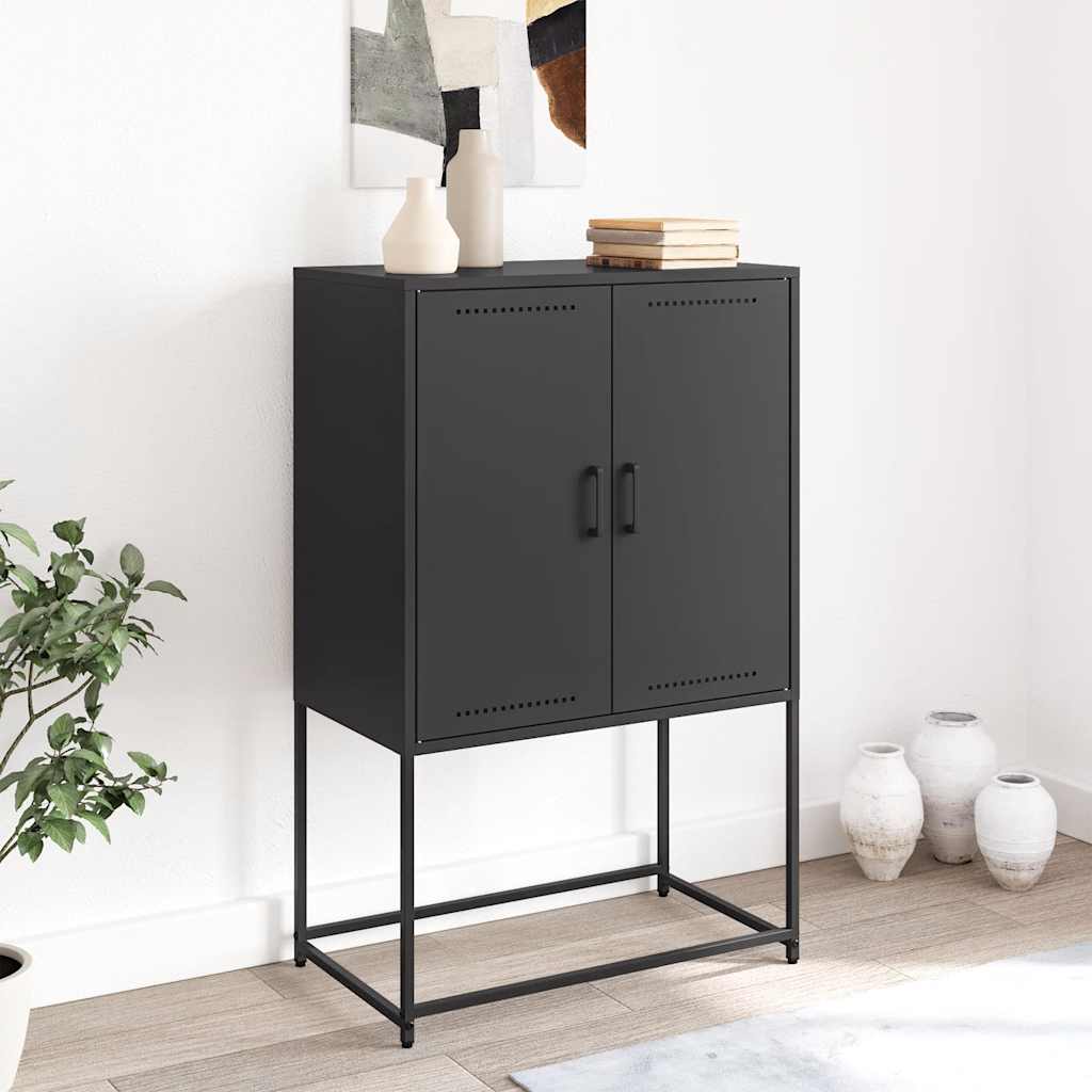 Visoka komoda crna 68,5 x 38,5 x 107 cm čelična