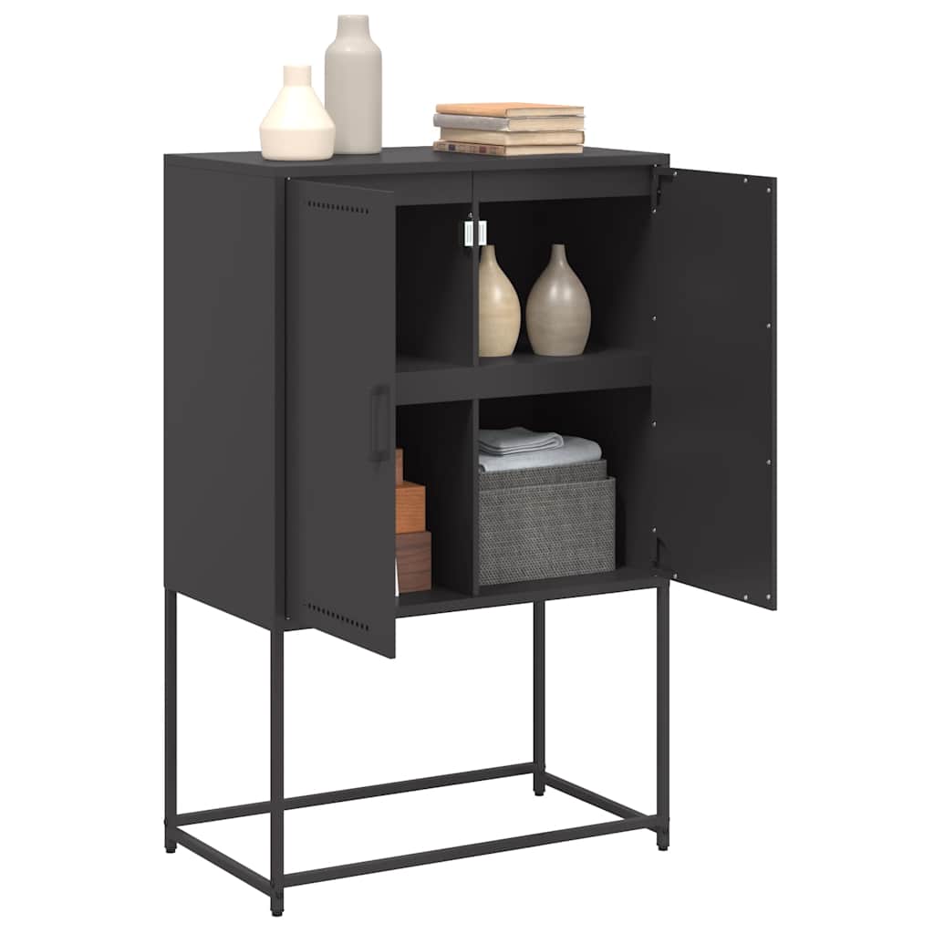 Visoka komoda crna 68,5 x 38,5 x 107 cm čelična