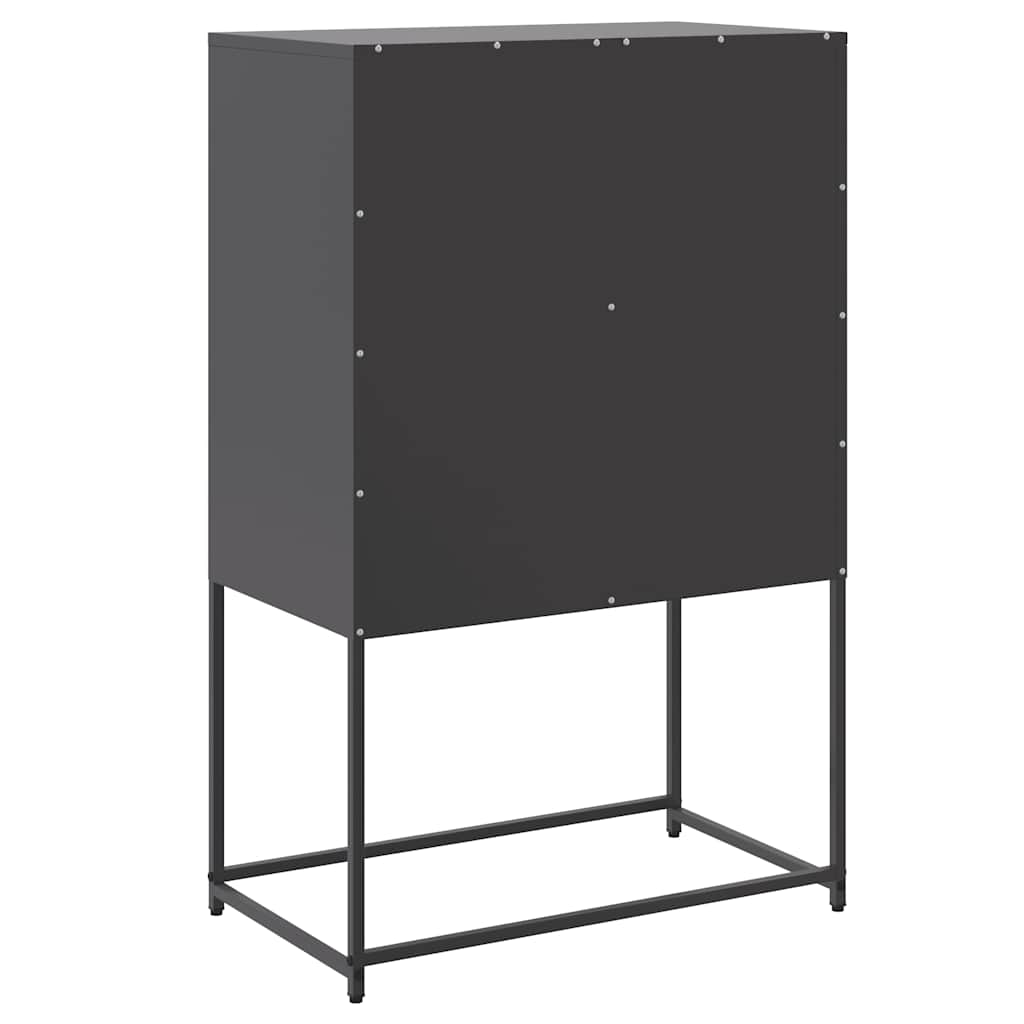 Visoka komoda crna 68,5 x 38,5 x 107 cm čelična