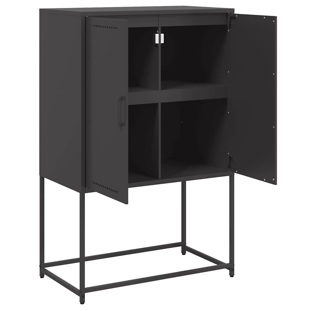 Visoka komoda crna 68,5 x 38,5 x 107 cm čelična