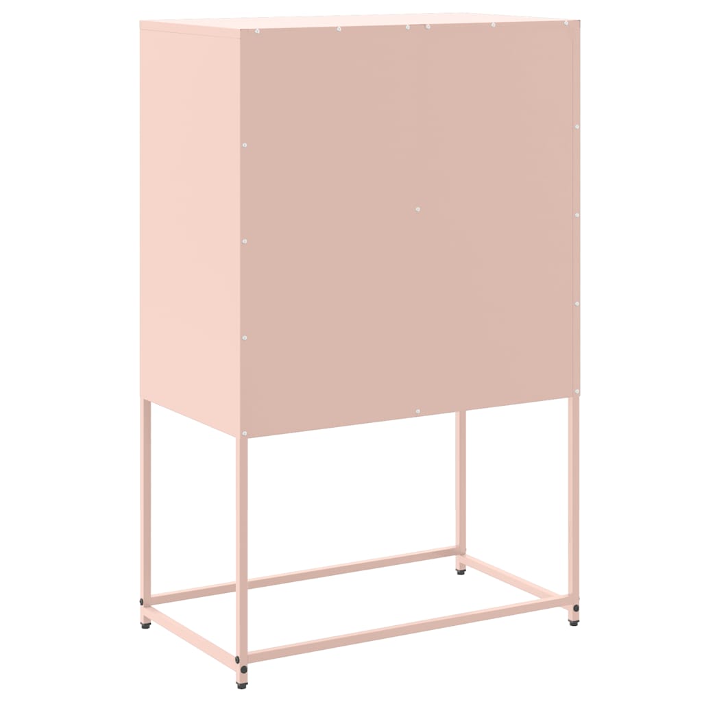 Visoka komoda ružičasta 68,5 x 38,5 x 107 cm čelična