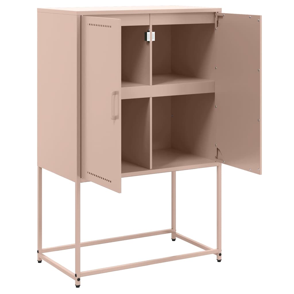 Visoka komoda ružičasta 68,5 x 38,5 x 107 cm čelična