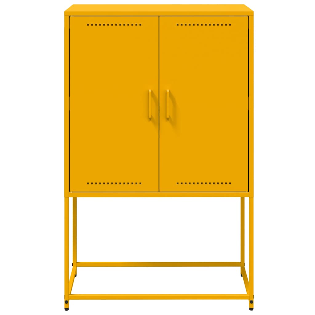 Visoka komoda boja senfa 68,5x38,5x107 cm čelična