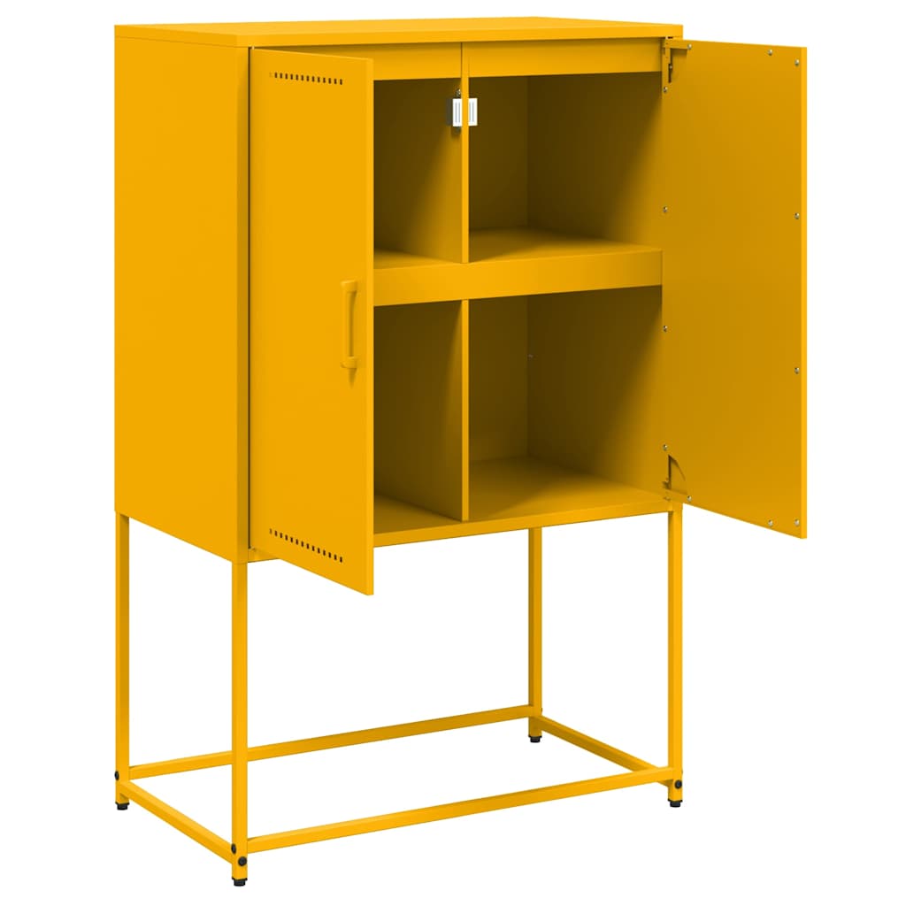 Visoka komoda boja senfa 68,5x38,5x107 cm čelična