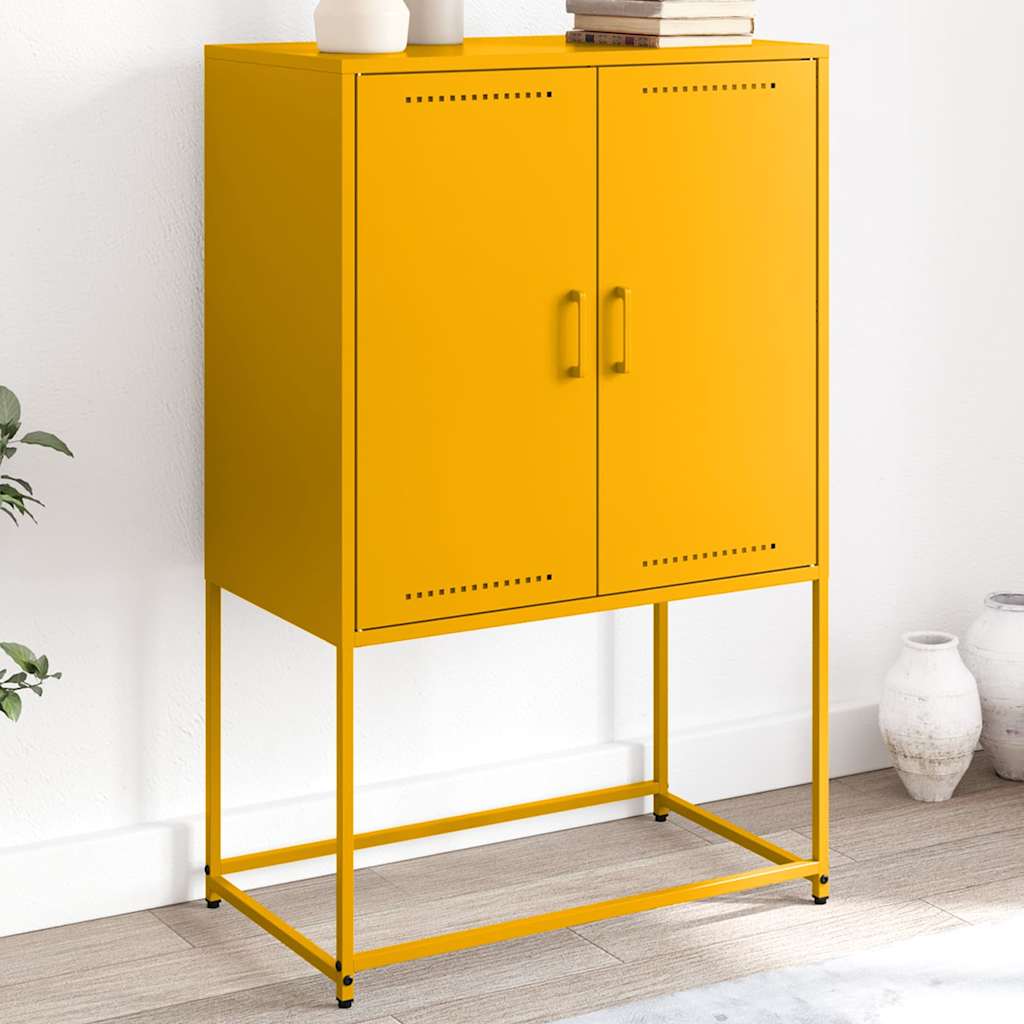 Visoka komoda boja senfa 68,5x38,5x107 cm čelična