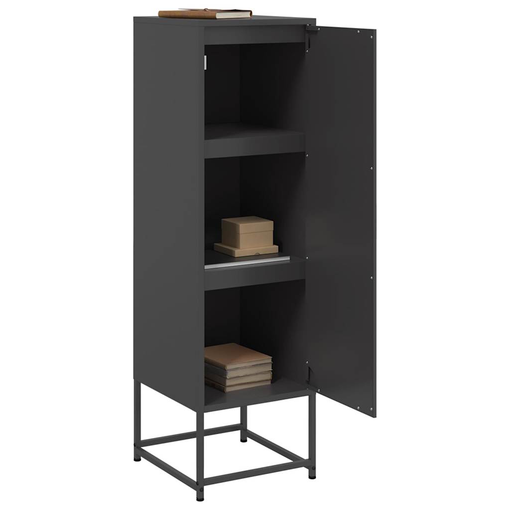 Visoka komoda crna 36x39x123 cm čelična