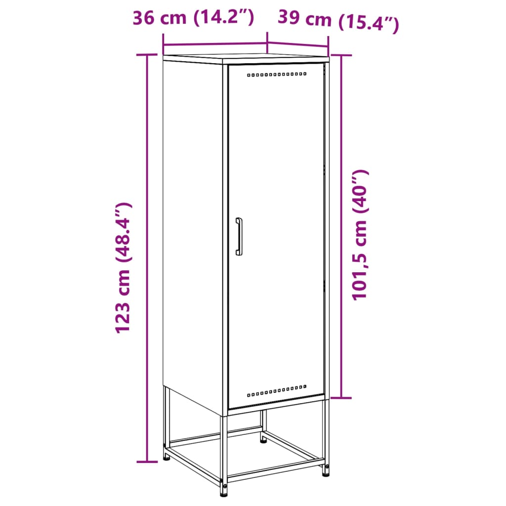 Visoka komoda antracit 36x39x123 cm čelična