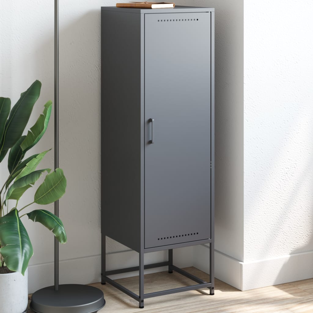 Visoka komoda antracit 36x39x123 cm čelična