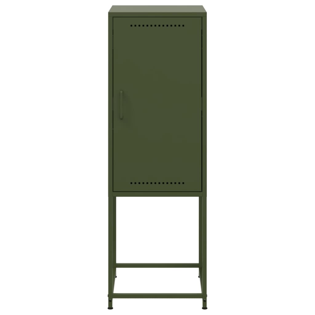 Visoka komoda maslinastozelena 36x39x107 cm čelična