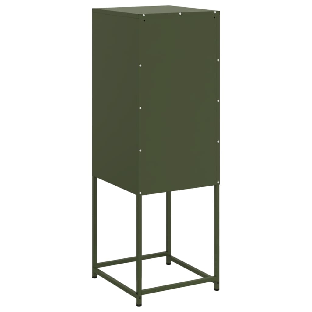 Visoka komoda maslinastozelena 36x39x107 cm čelična