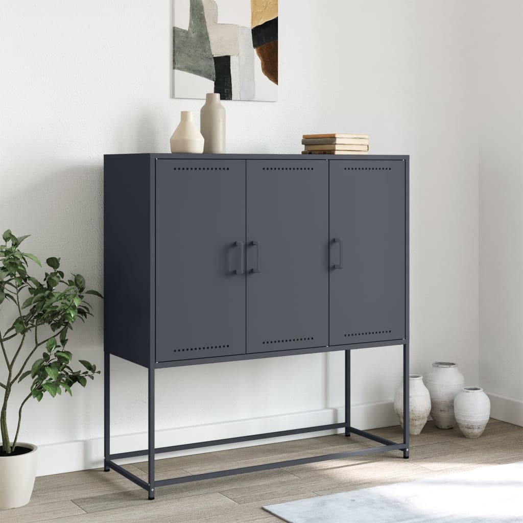 Visoka komoda antracit 100,5 x 39 x 107 cm čelična