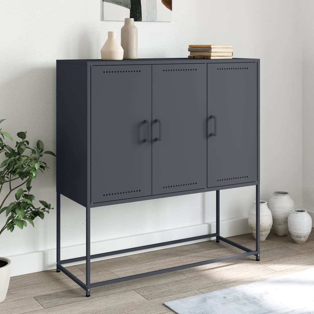 Visoka komoda antracit 100,5 x 39 x 107 cm čelična