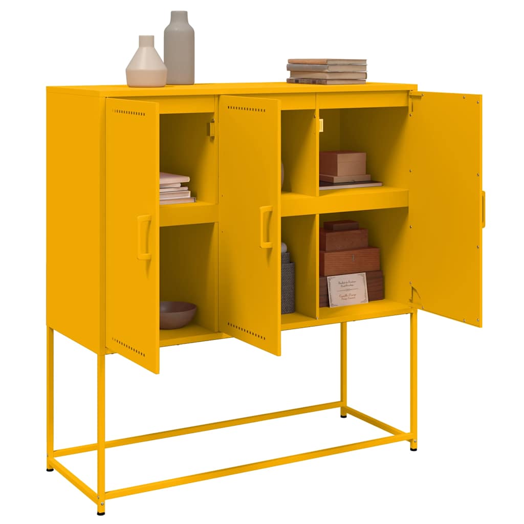 Visoka komoda boja senfa 100,5 x 39 x 107 cm čelična