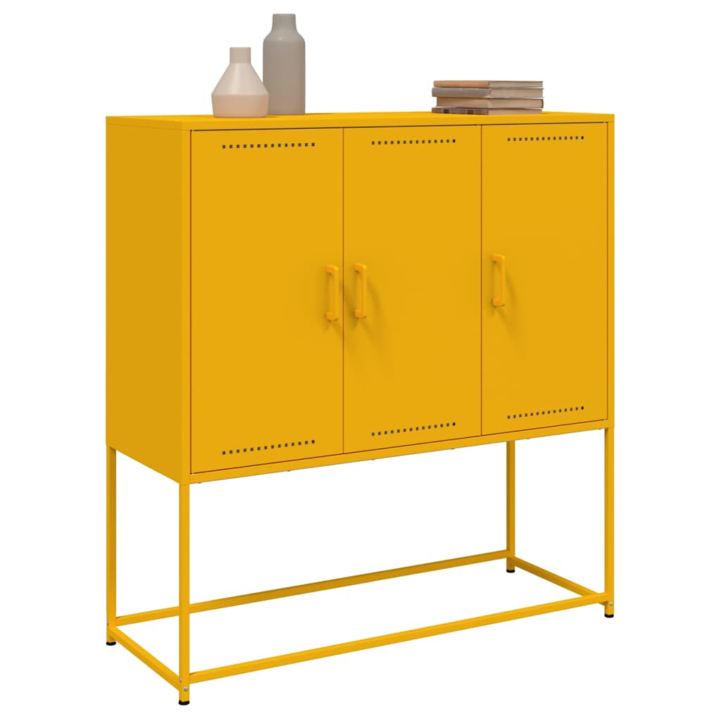 Visoka komoda boja senfa 100,5 x 39 x 107 cm čelična