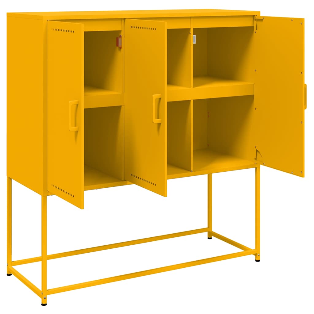 Visoka komoda boja senfa 100,5 x 39 x 107 cm čelična