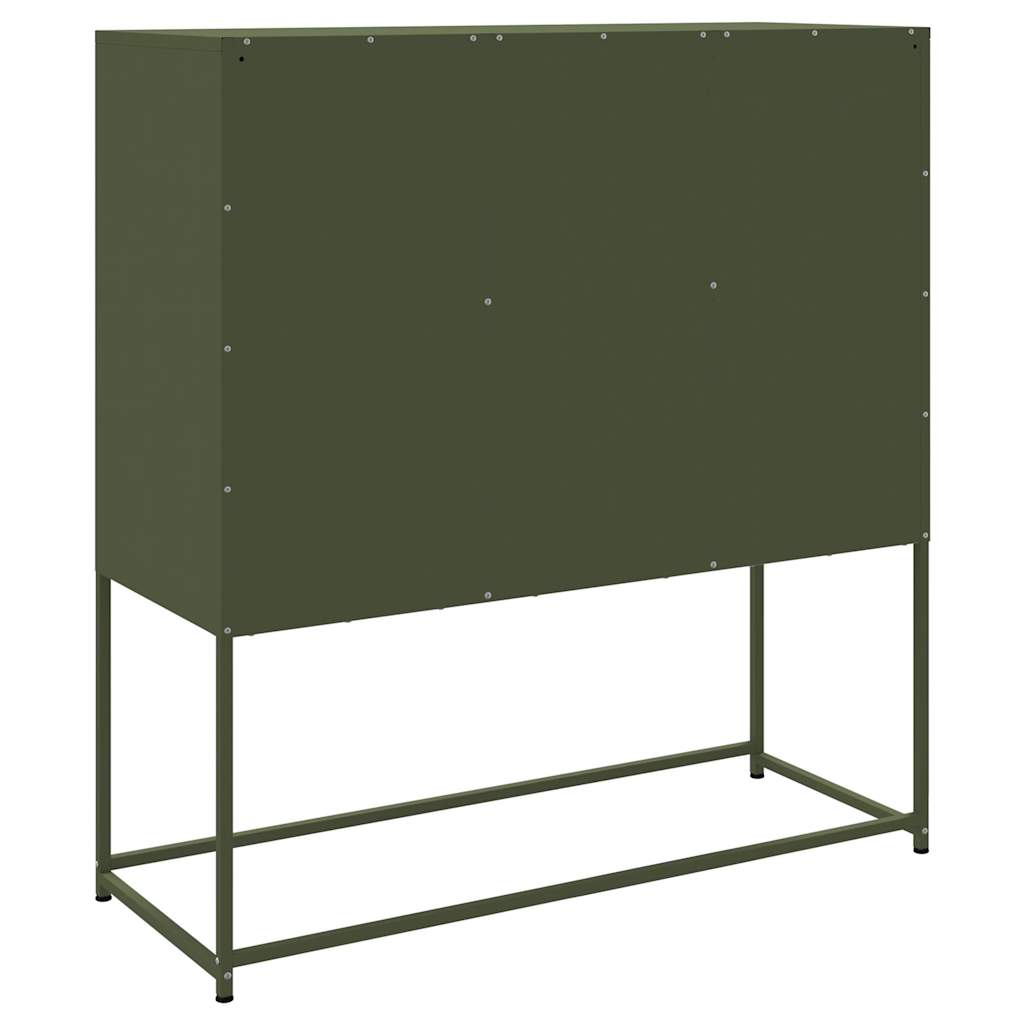 Visoka komoda maslinastozeleni 100,5x39x107 cm čelična