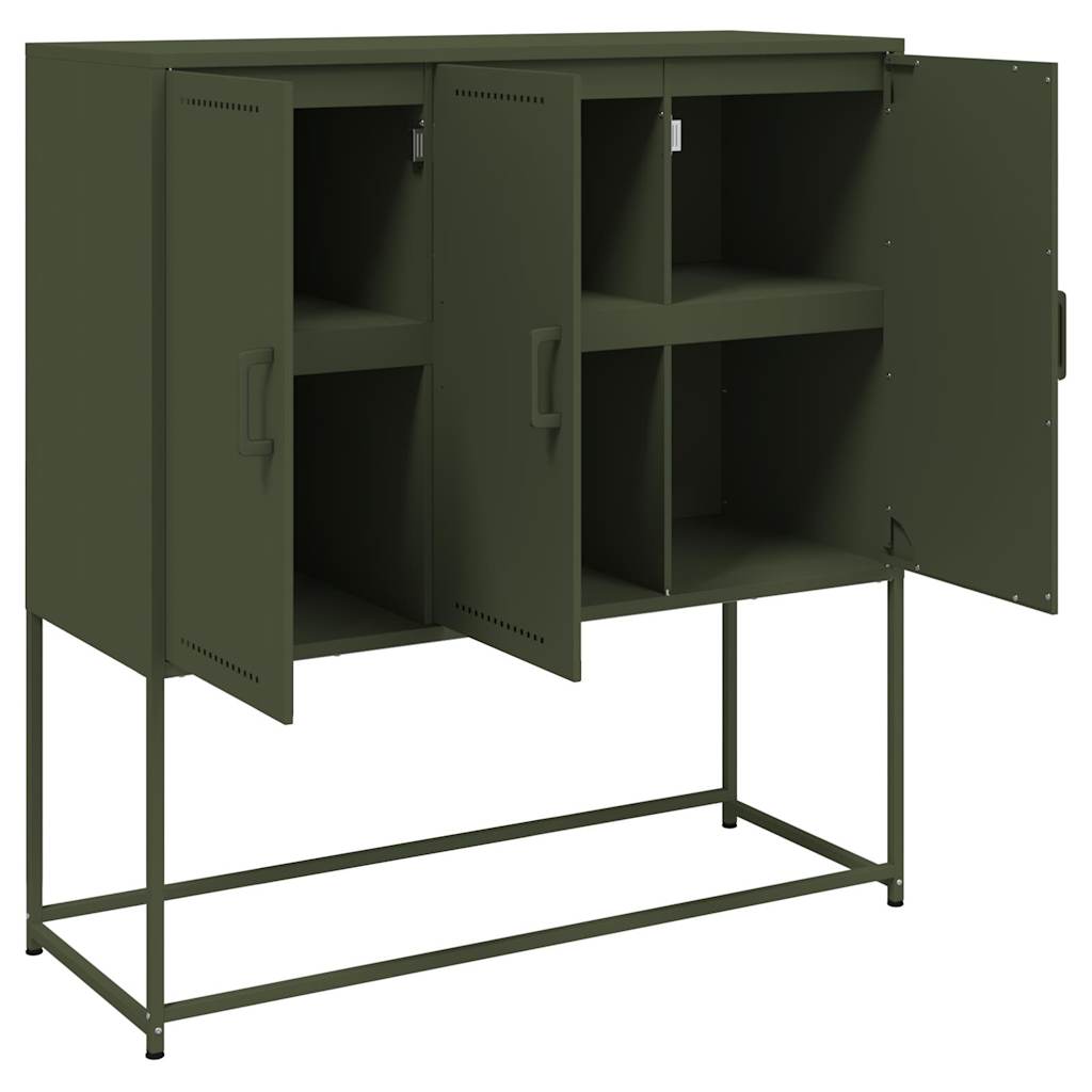 Visoka komoda maslinastozeleni 100,5x39x107 cm čelična