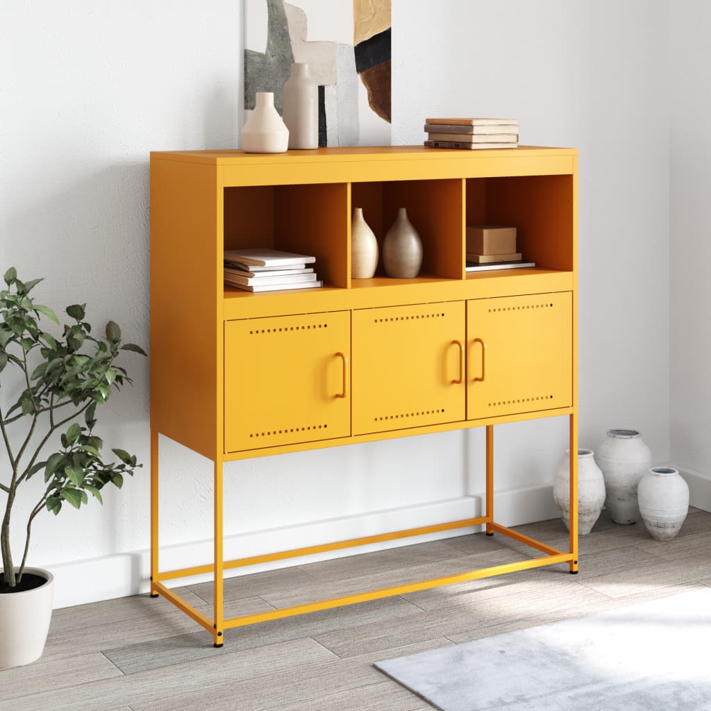 Komoda boja senfa 100,5x39x107 cm čelični