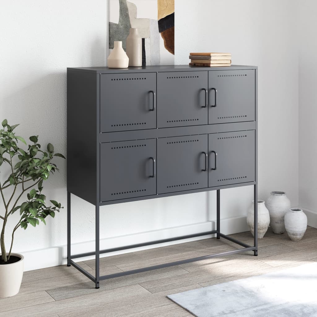 Komoda antracit 100,5 x 39 x 107 cm od čelika