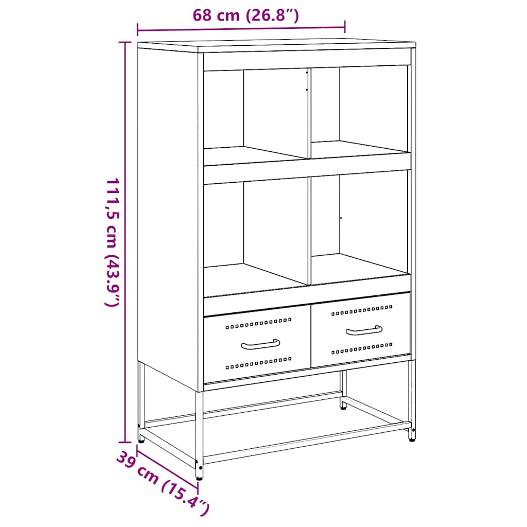 Visoka komoda crna 68x39x111,5 cm od čelika