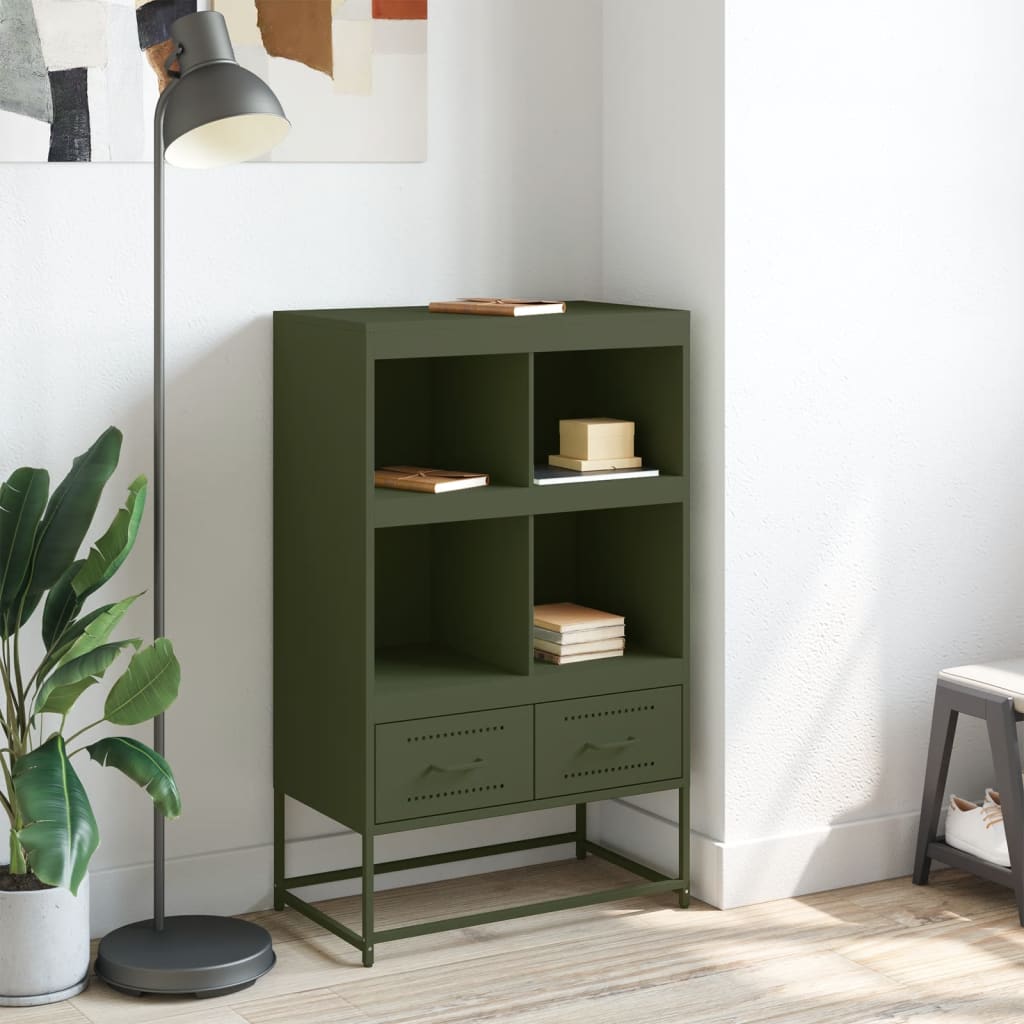 Visoka komoda maslinastozeleni 67 x 39 x 111,5 cm od čelika
