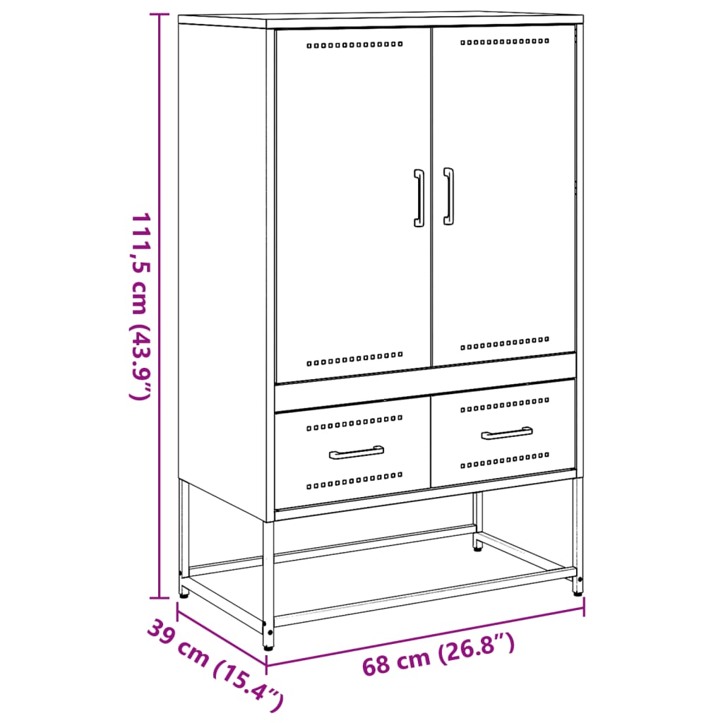 Visoka komoda crna 68x39x111,5 cm od čelika
