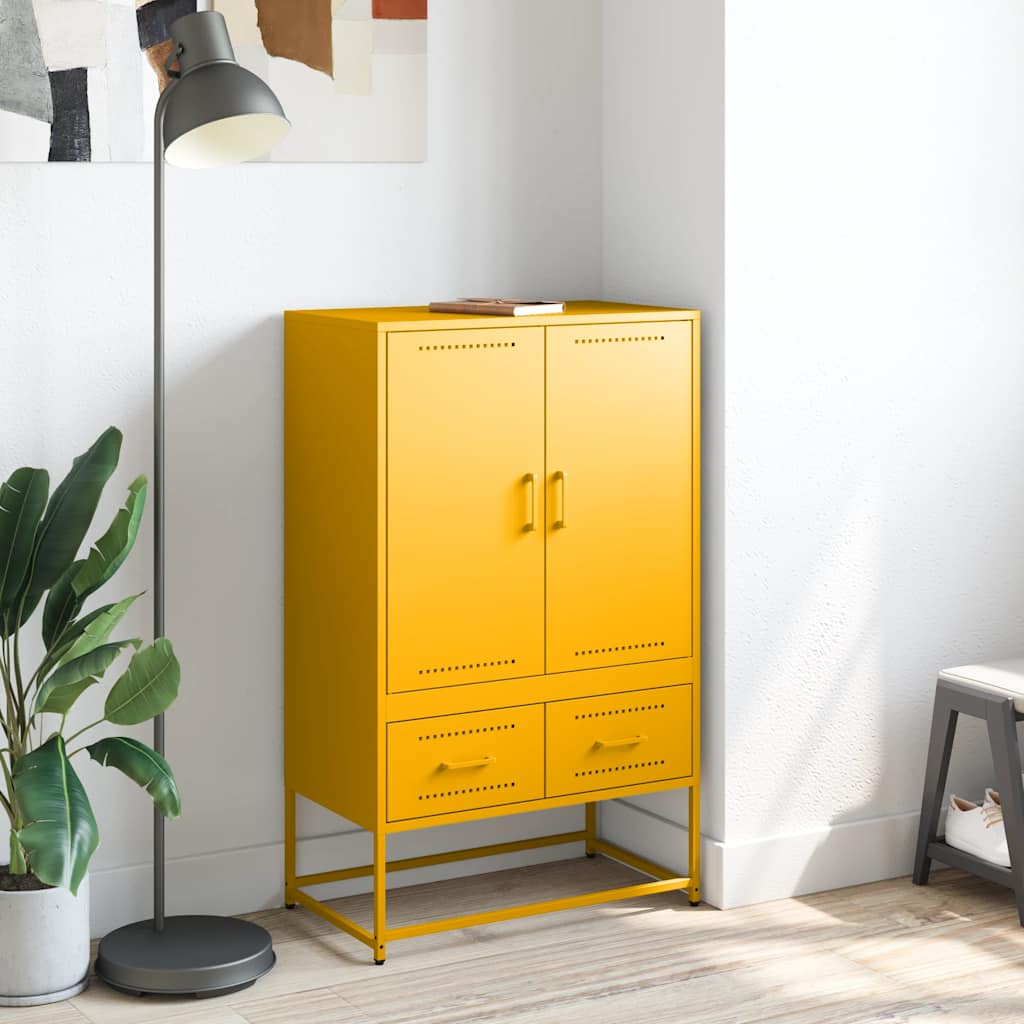 Visoka komoda boja senfa 68x39x111,5 cm od čelika