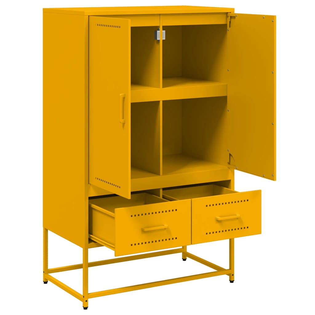 Visoka komoda boja senfa 68x39x111,5 cm od čelika