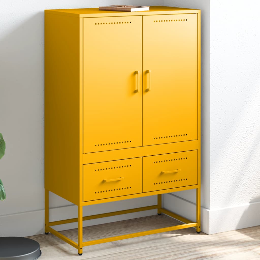 Visoka komoda boja senfa 68x39x111,5 cm od čelika